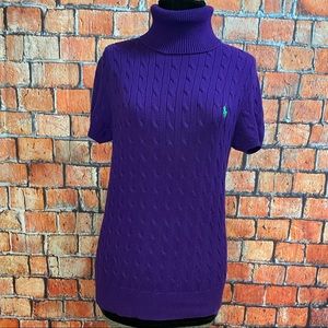 RALPH LAUREN PURPLE SHORTSLEEVED TURTLENECK SWEATER EXCELLENT CONDITION